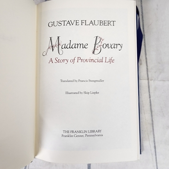 Madame Bovary Vintage 1979 Franklin Library Novel 1/4 Leather Bound Blue - Picture 3 of 14